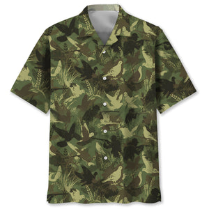 Camouflage Mourning Dove Pattern Hawaiian Shirt