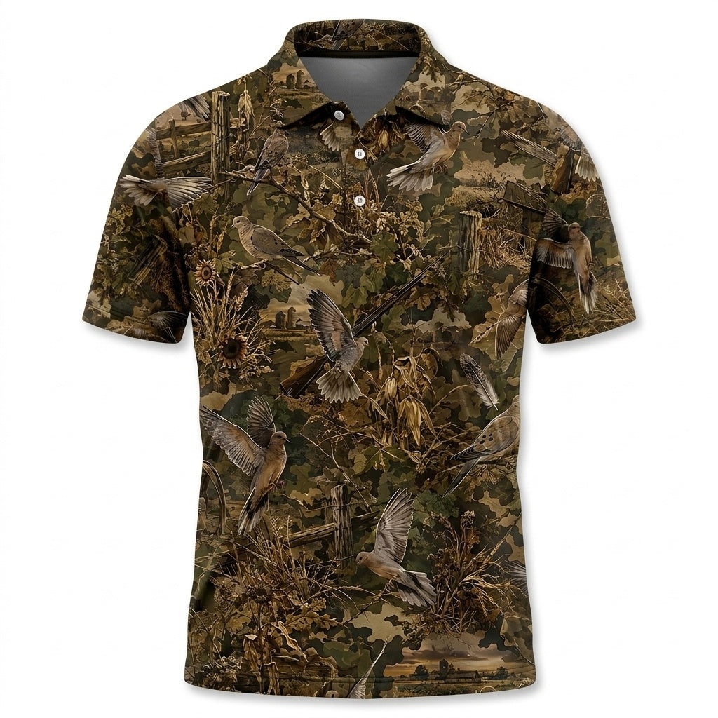 Dove Hunting Camo Men Polo Shirt