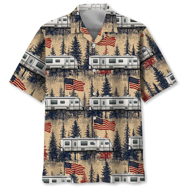 America Fifth-Wheel Trailer Hawaiian Shirt