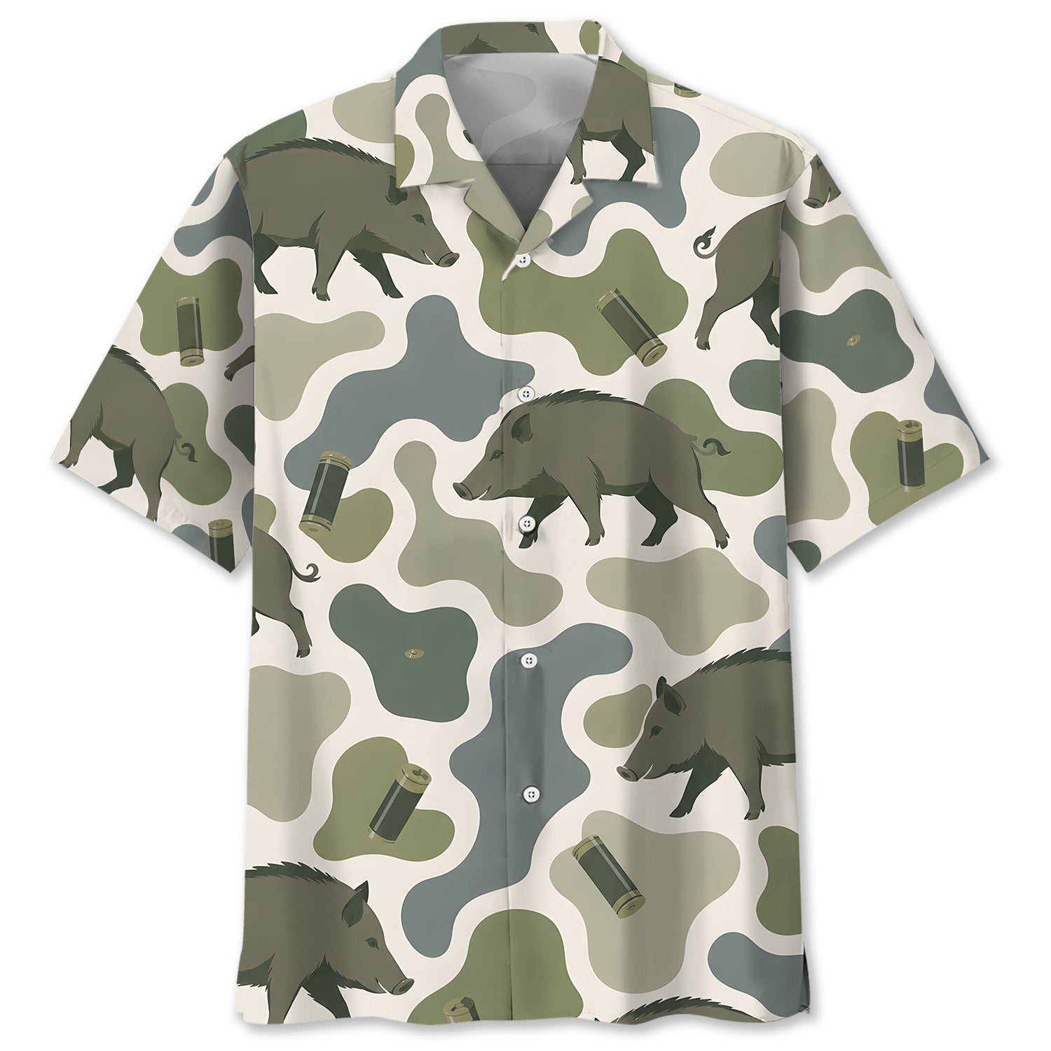 Hog Camouflage Hunting Funny Pattern Hawaiian Shirt