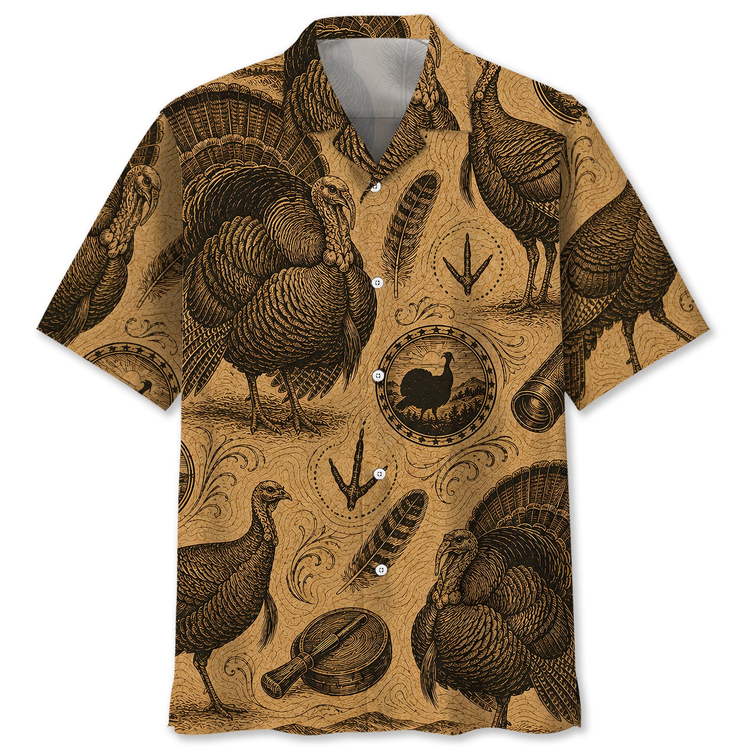 Turkey Hunting Vintage Artwork Hawaiian Shirt