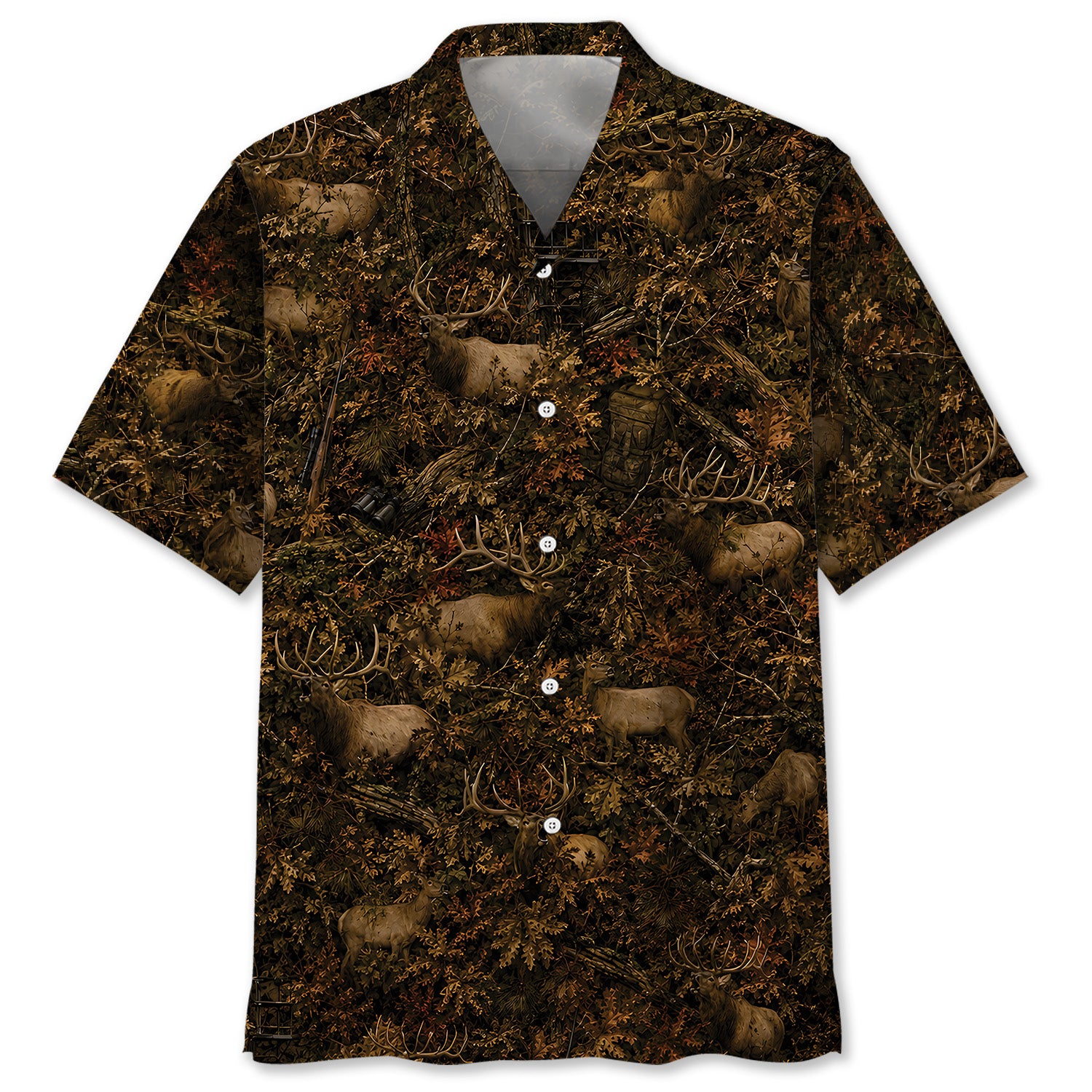 Elk Hunting Forest Camouflage Hawaiian Shirt