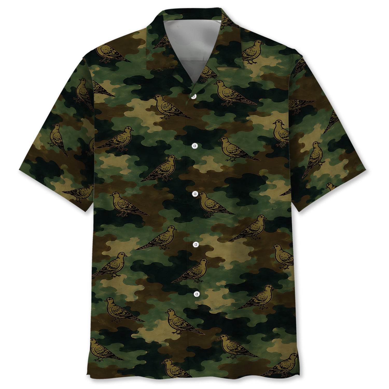 Mourning Dove Camouflage Millitary Hawaiian Shirt