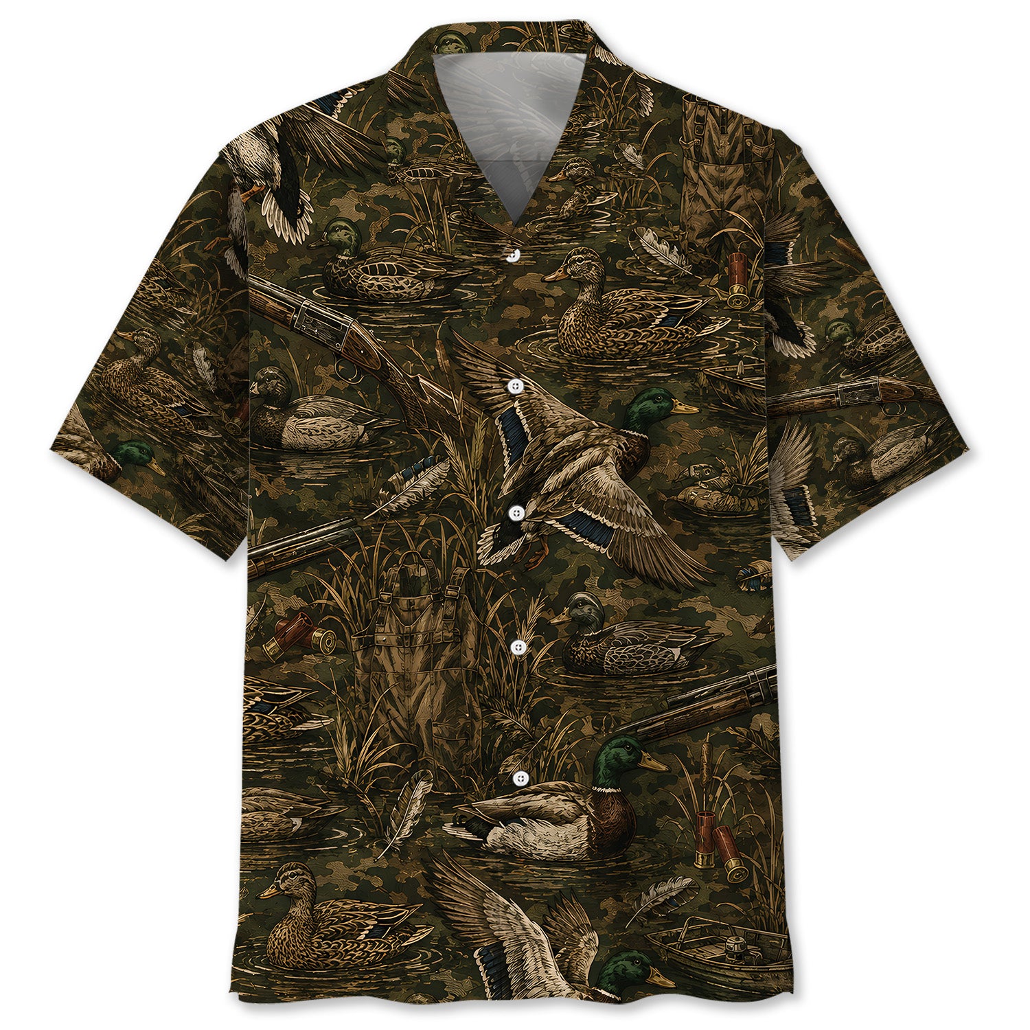 Vintage Duck Hunter Camo Hawaiian Shirt