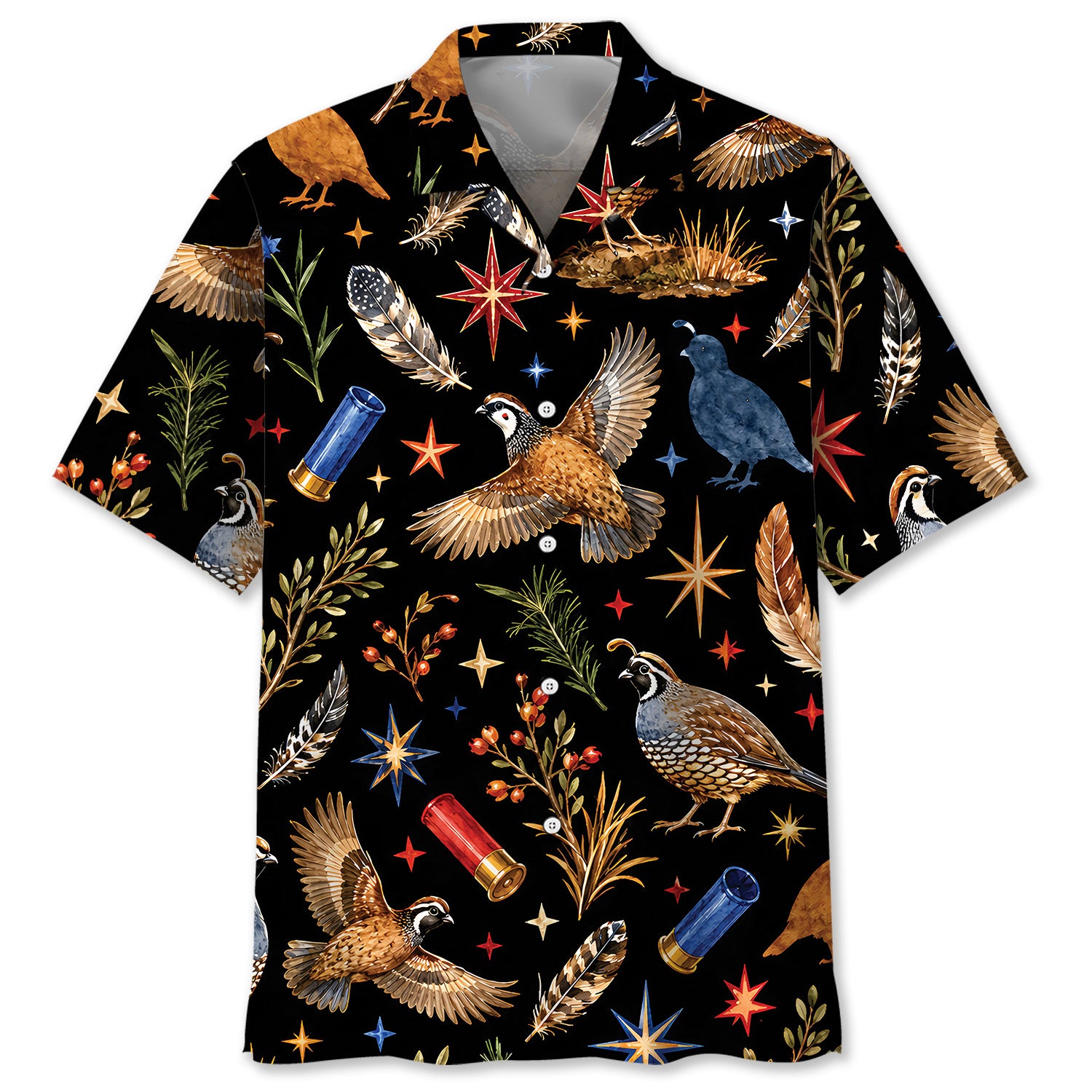 Quail Hunting Retro Black Hawaiian Shirt