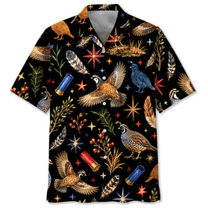 Quail Hunting Retro Black Hawaiian Shirt