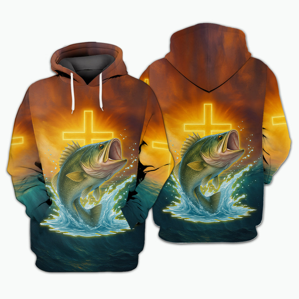 Bass Fishing Cross All Over Print Shirt