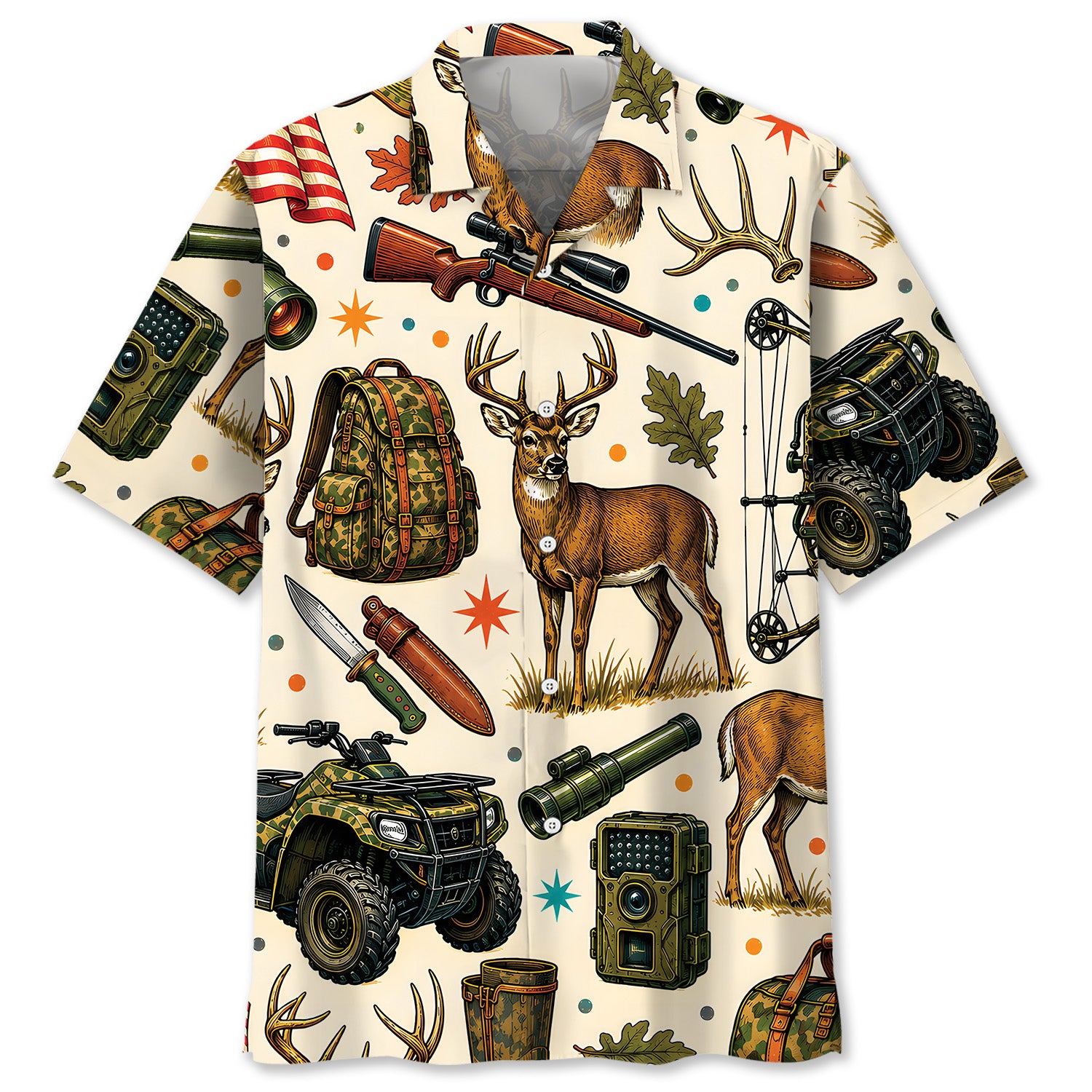 Deer Hunting Vintage Art Colorful Hawaiian Shirt