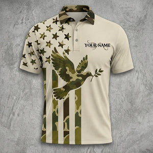 Custom Name Dove Hunting Camouflage Style Men Polo Shirt