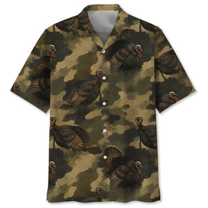 Wild Turkey Camouflage Graphic Pattern Hawaiian Shirt