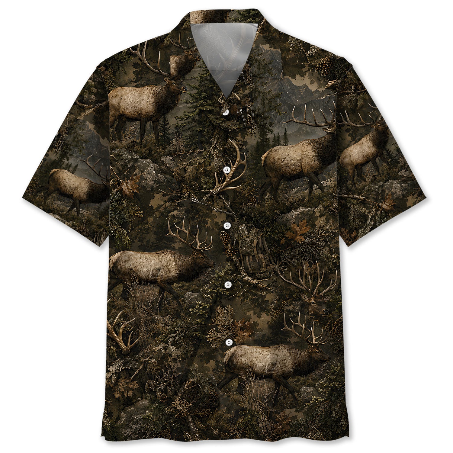 Elk Hunting Forest Hawaiian Shirt