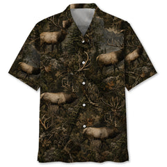 Elk Hunting Forest Hawaiian Shirt