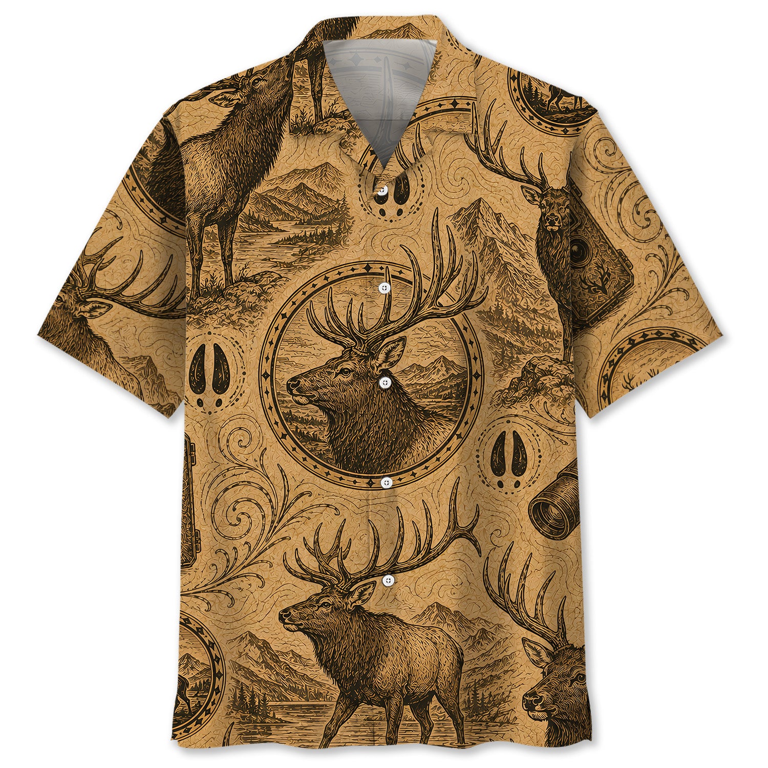 Elk Hunting Vintage Artwork Hawaiian Shirt