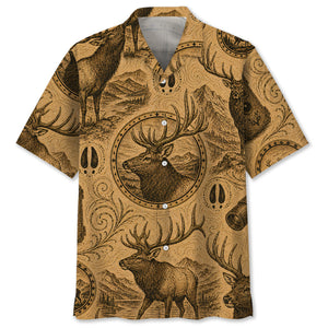 Elk Hunting Vintage Artwork Hawaiian Shirt