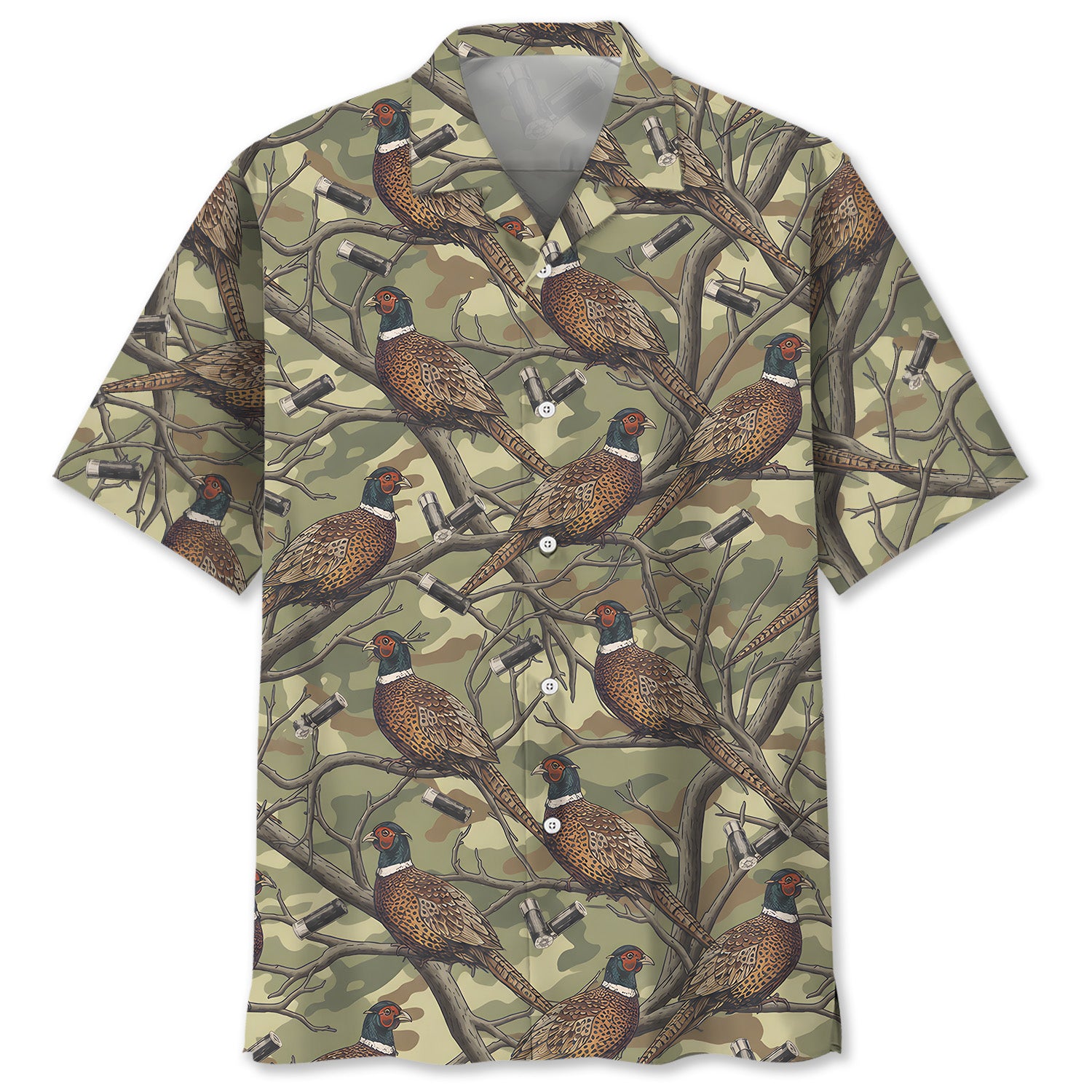 Pheasant Camouflage Graphic Pattern Hawaiian Shirt
