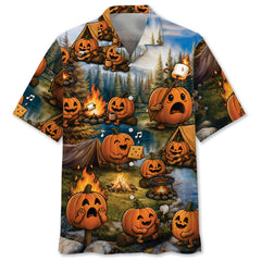 Vintage Pumpkin Camping Hawaiian Shirt