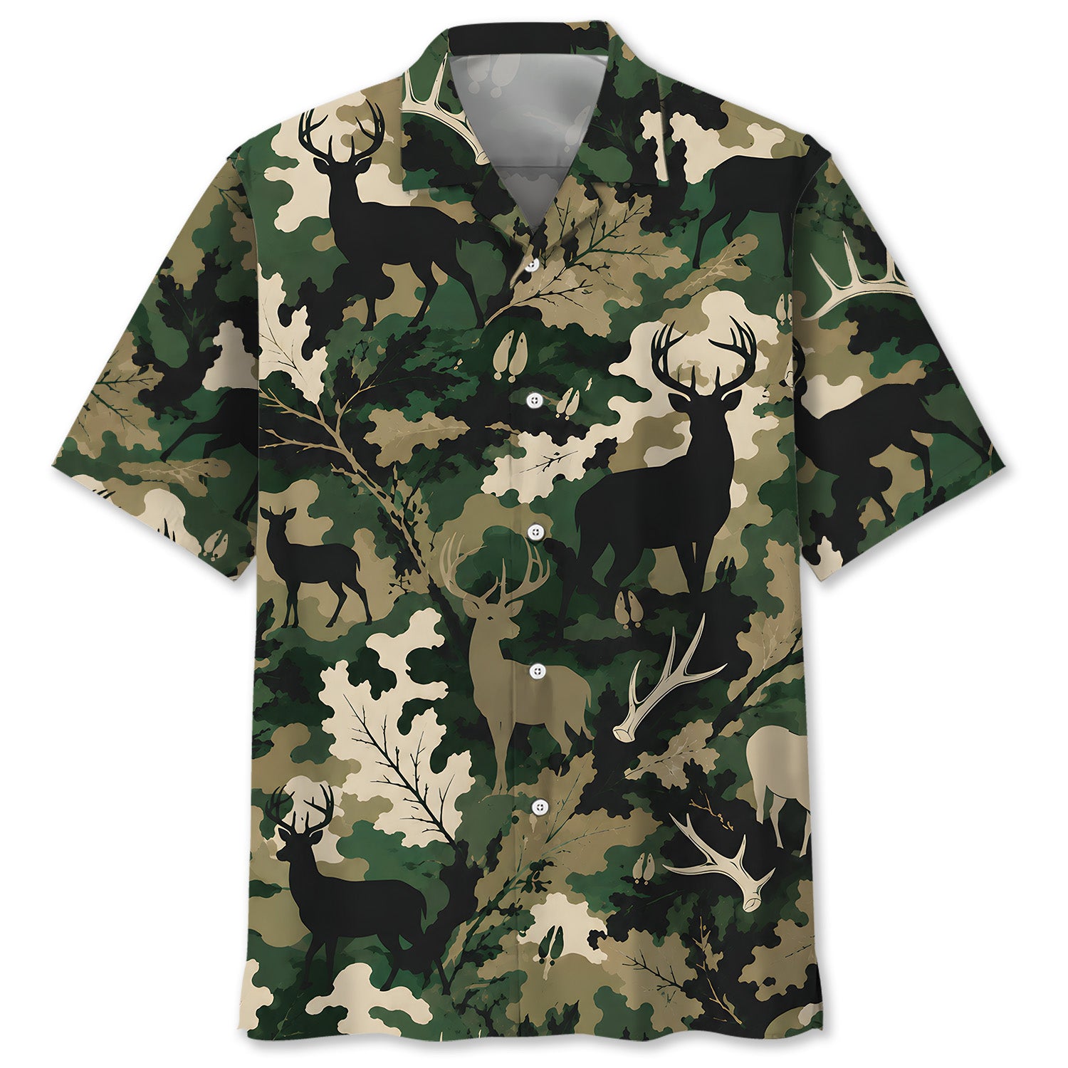Woodland Deer Camo Hawaiian Shirt