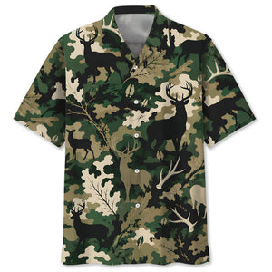Woodland Deer Camo Hawaiian Shirt