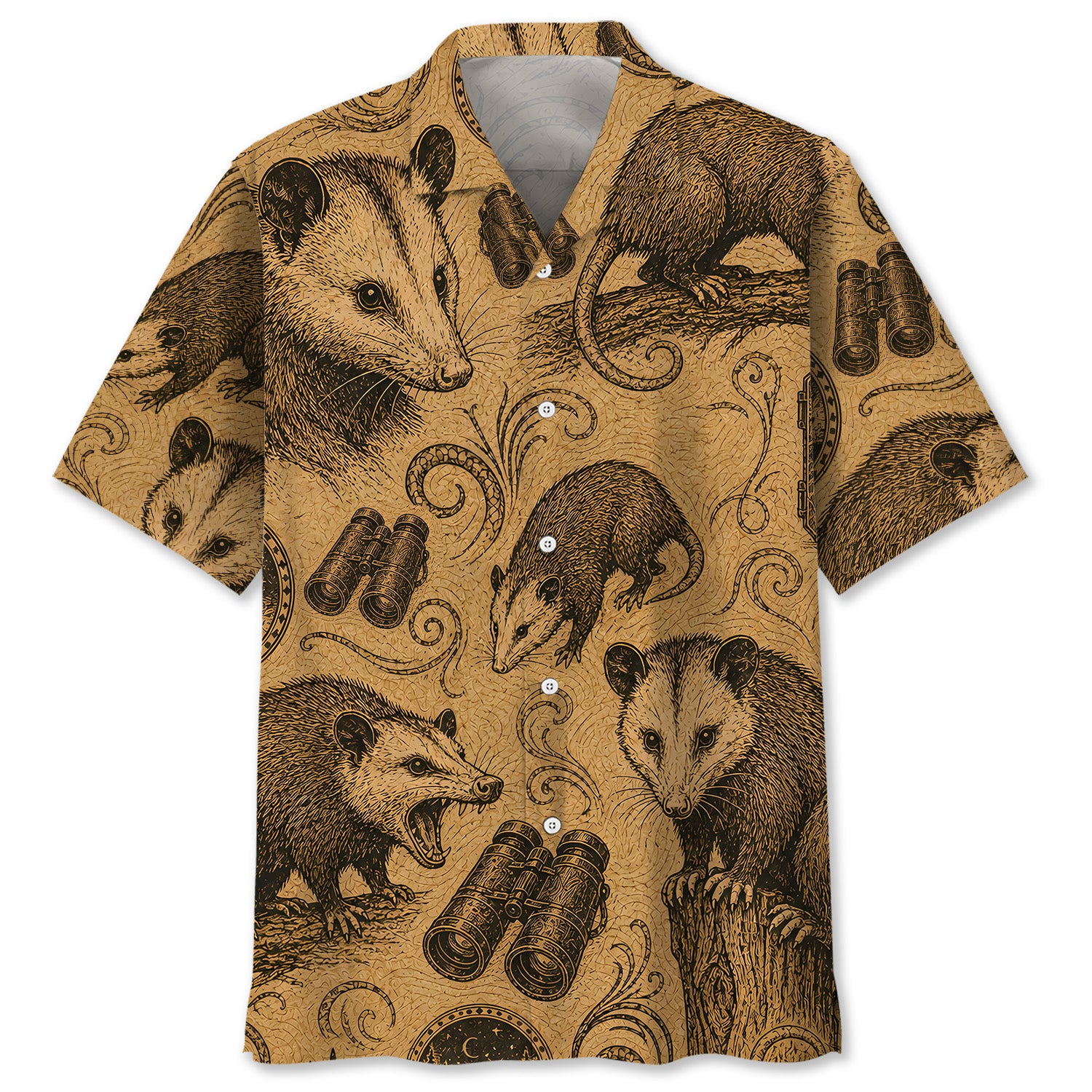 Opossum Hunting Vintage Artwork Hawaiian Shirt