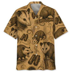 Opossum Hunting Vintage Artwork Hawaiian Shirt