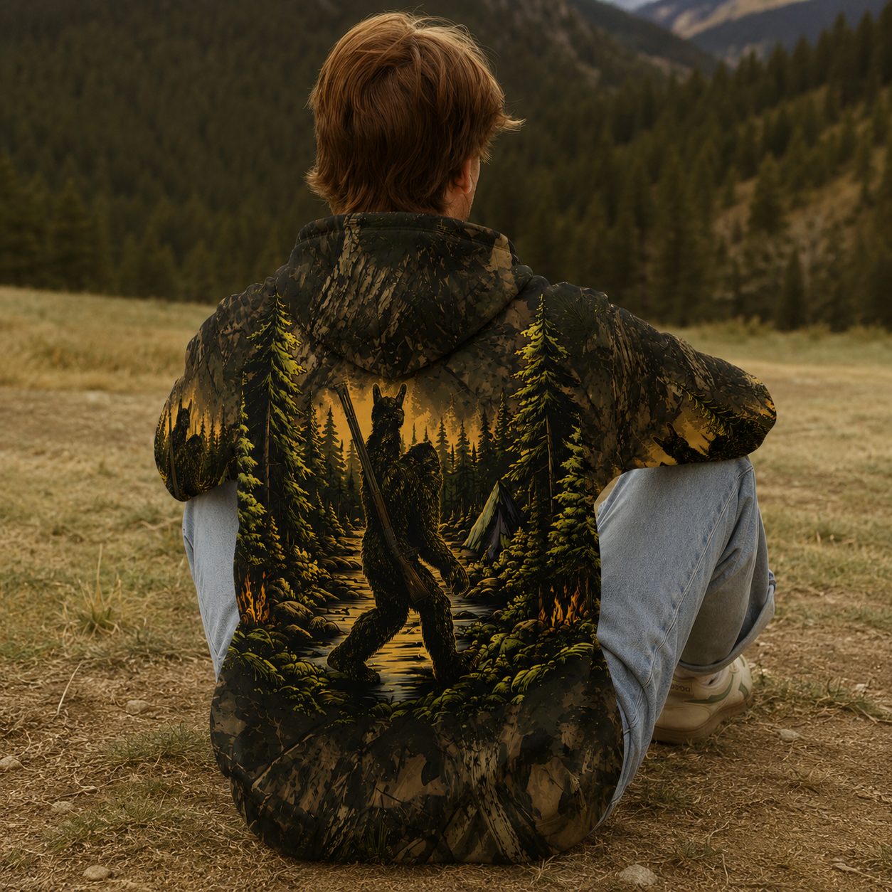 Bigfoot Camouflage Hunting All Over Print Shirt