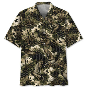 Tactical Hexagonal Duck Hunting Camo Hawaiian Shirt