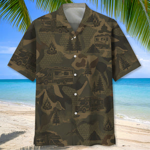 Class C Motorhome Camping Camouflage Hawaiian Shirt