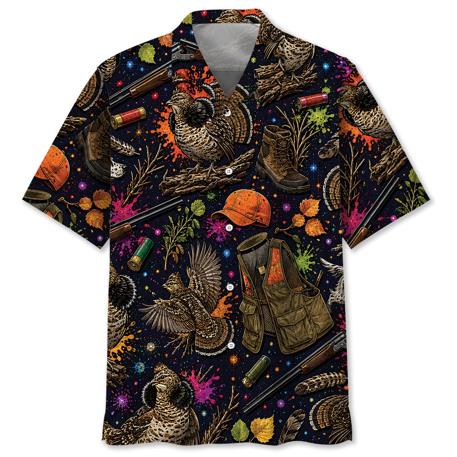 Retro Grouse Hunting Colorful Hawaiian Shirt
