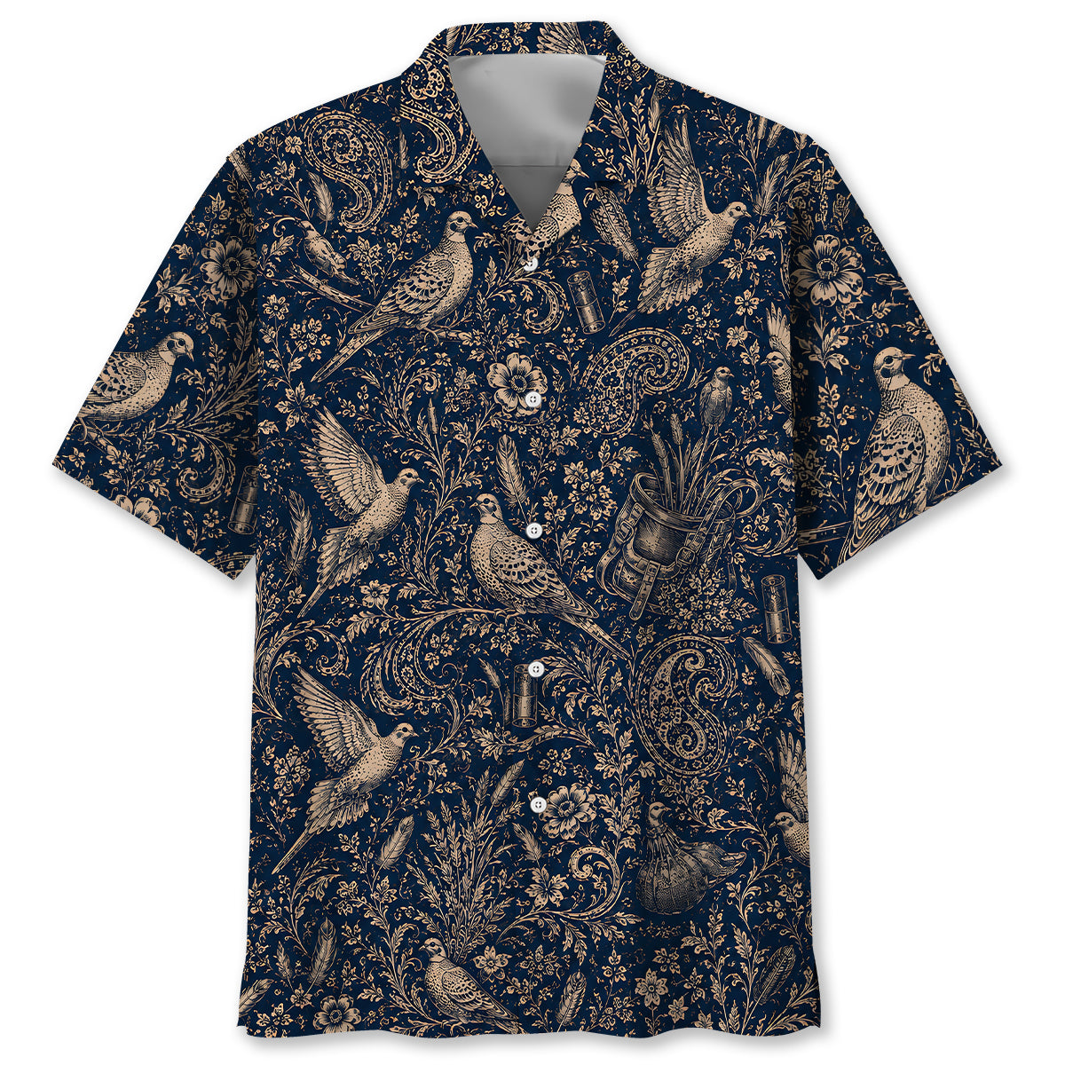 Midnight Dove Hunting Paisley Hawaiian Shirt