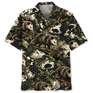 Tactical Hexagonal Opossum Camo Hawaiian Shirt