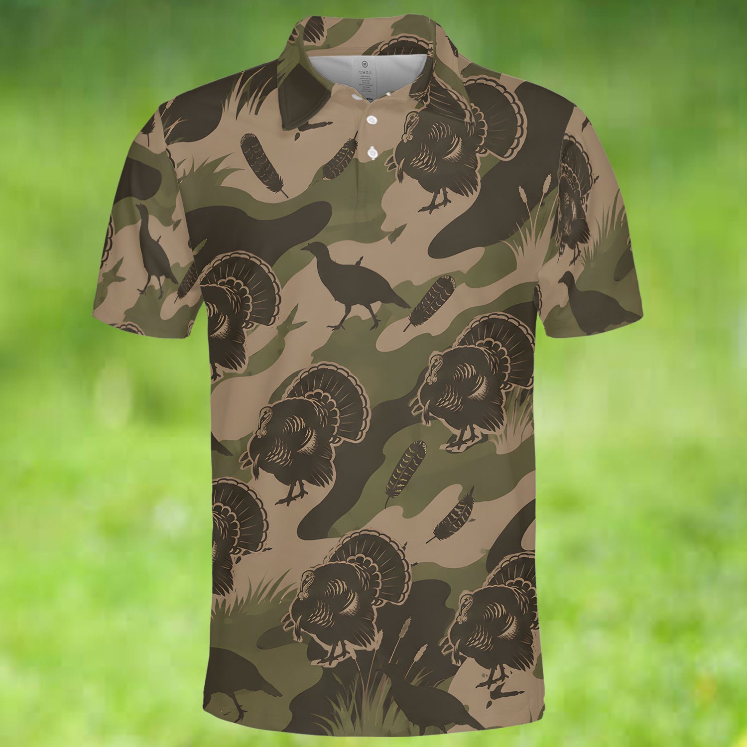 Vintage Camouflage Wild Turkey Hunting Polo For Men