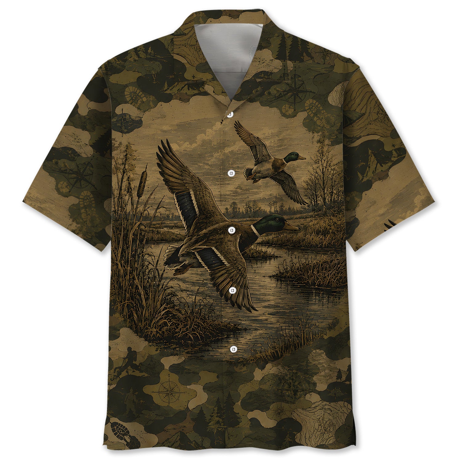 Duck Camouflage Dark Hawaiian Shirt