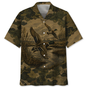 Duck Camouflage Dark Hawaiian Shirt