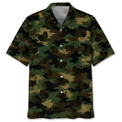 Wild Turkey Camouflage Millitary Hawaiian Shirt