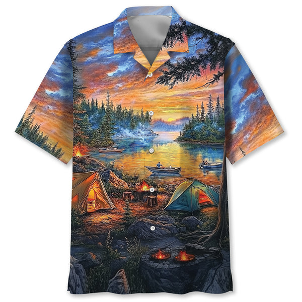 Campfire Vintage Painting Hawaiian Shirt