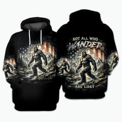 Not All Who Wander Are Lost Bigfoot Hiking All Over Print Shirt