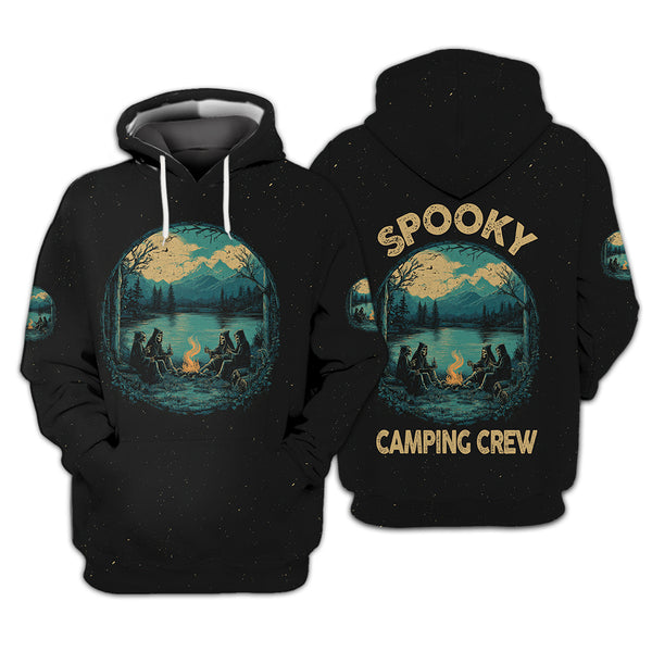 Skeleton Camping Crew – Spooky Vibes All Over Print Shirt