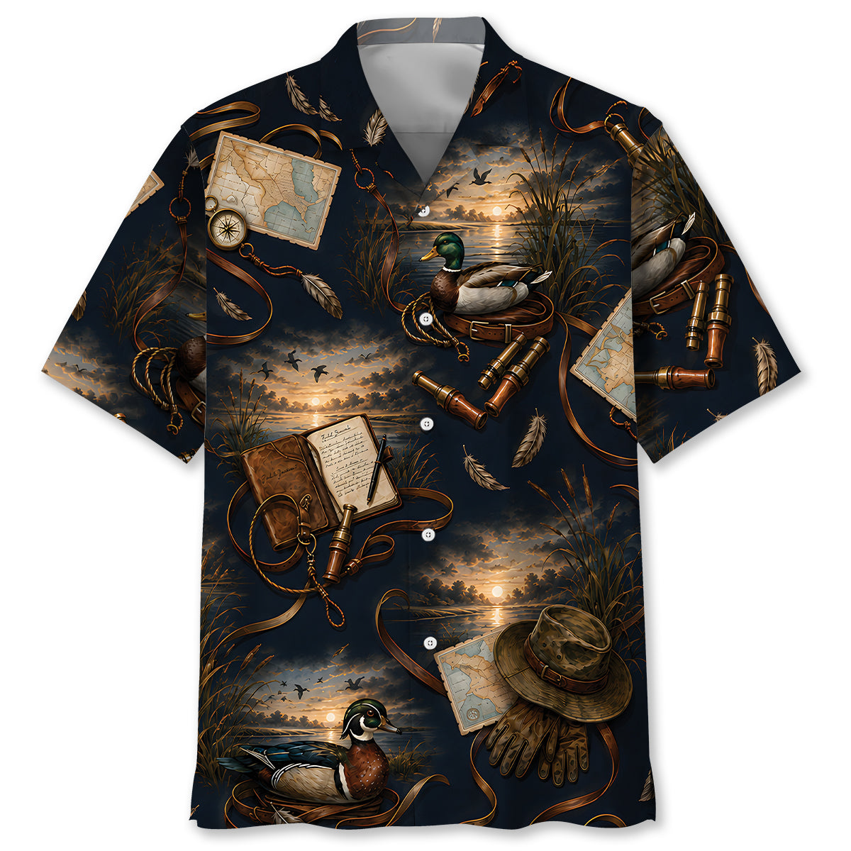 Vintage Duck Hunting Field Journal Hawaiian Shirt