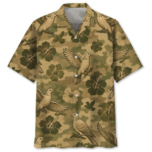 Wild Dove Hibiscus Camouflage Hawaiian Shirt