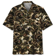 Tactical Hexagonal Turkey Hunting Camo Hawaiian Shirt