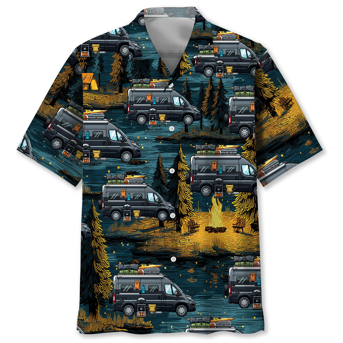 Vintage Conversion Van Camping Hawaiian Shirt