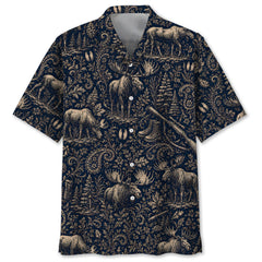 Midnight Moose Hunting Paisley Hawaiian Shirt