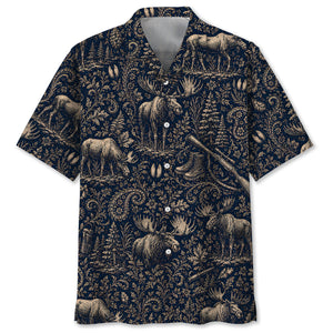 Midnight Moose Hunting Paisley Hawaiian Shirt