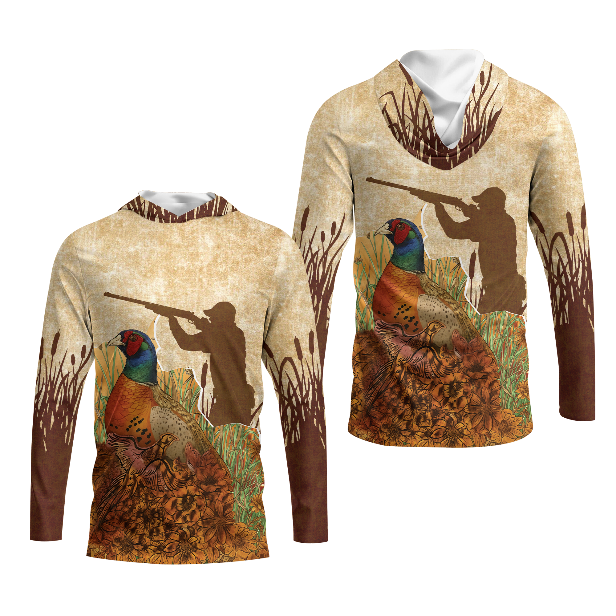 Vintage Wild Pheasant Hunting Flower Camo All Over Print Shirt