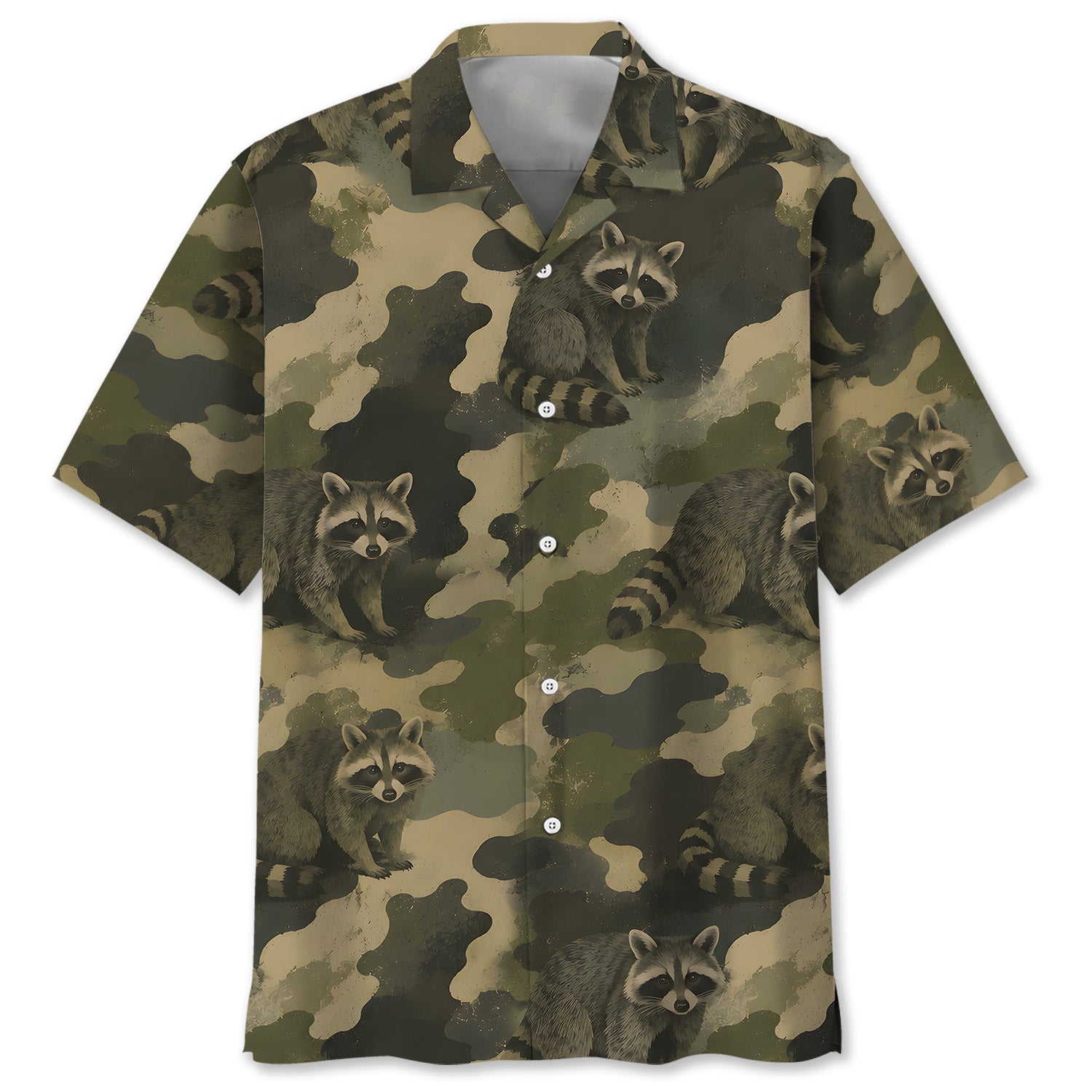 Raccoon Camouflage Graphic Pattern Hawaiian Shirt