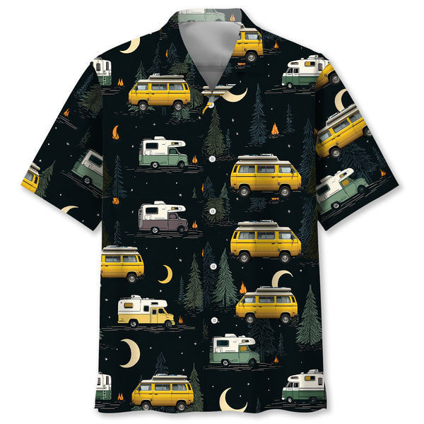 Night Forest Class B Motorhome Hawaiian Shirt