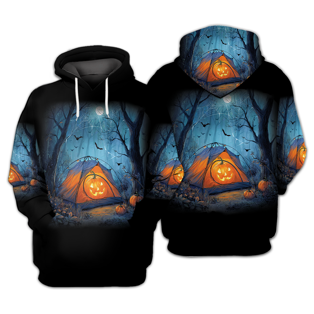Halloween Pumpkin Camping All Over Print Shirt