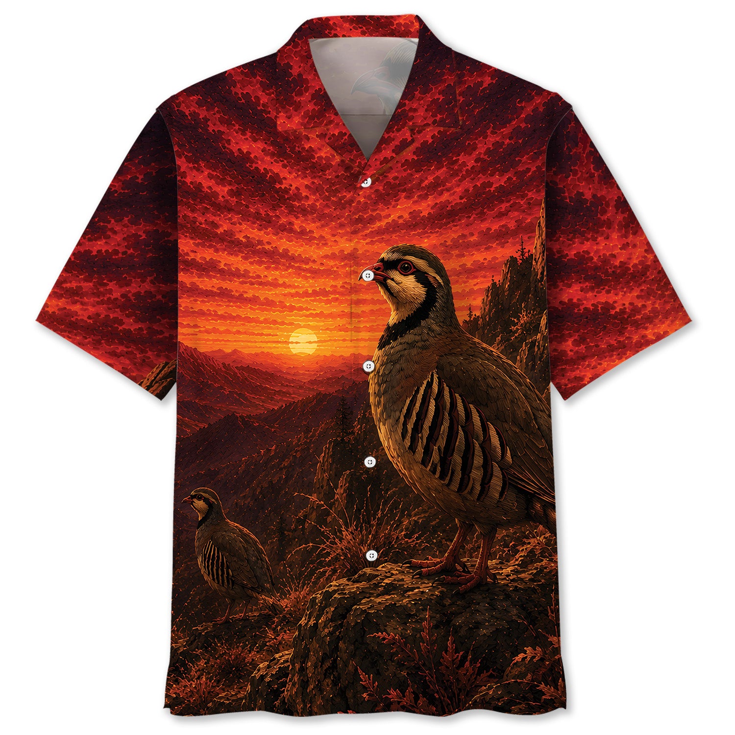 Chukar Hunting Burnt Sky Hawaiian Shirt