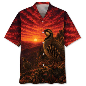 Chukar Hunting Burnt Sky Hawaiian Shirt
