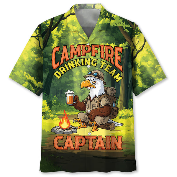Campfire Drinking Team Captain Eagle Hawaiian Shirt